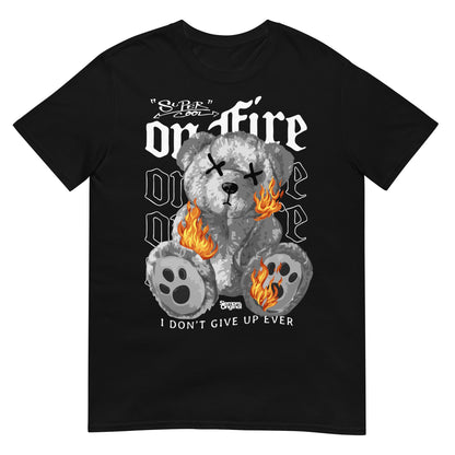 camiseta teddy bear on fire negra
