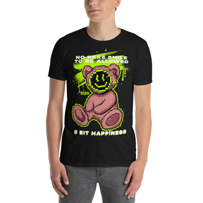 hombre con camiseta teddy bear pixel art negra