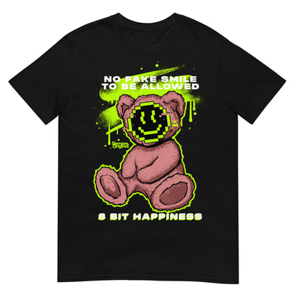 camiseta teddy bear pixel art negra