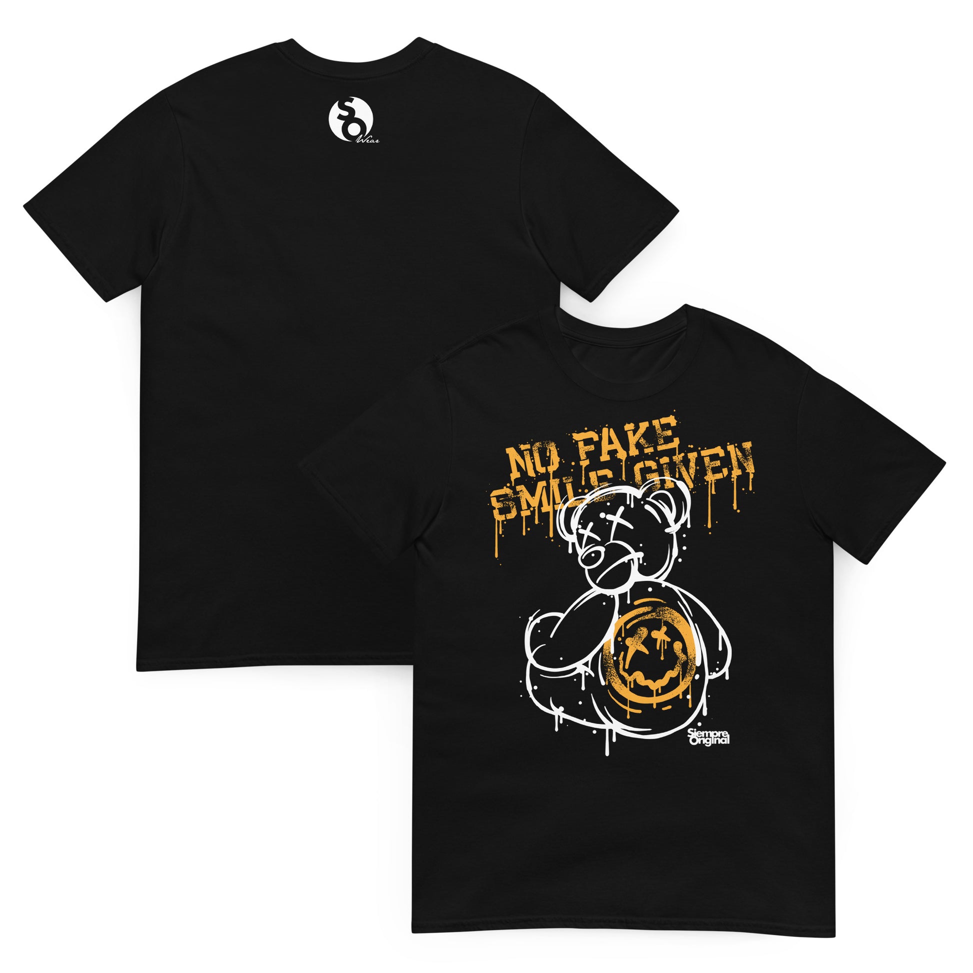 camiseta teddy bear street art delante y detras negra