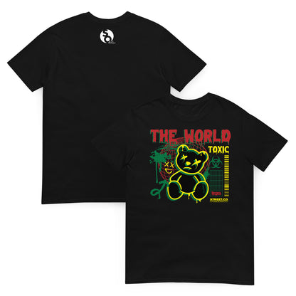 camiseta teddy bear toxic world delante y detras negra