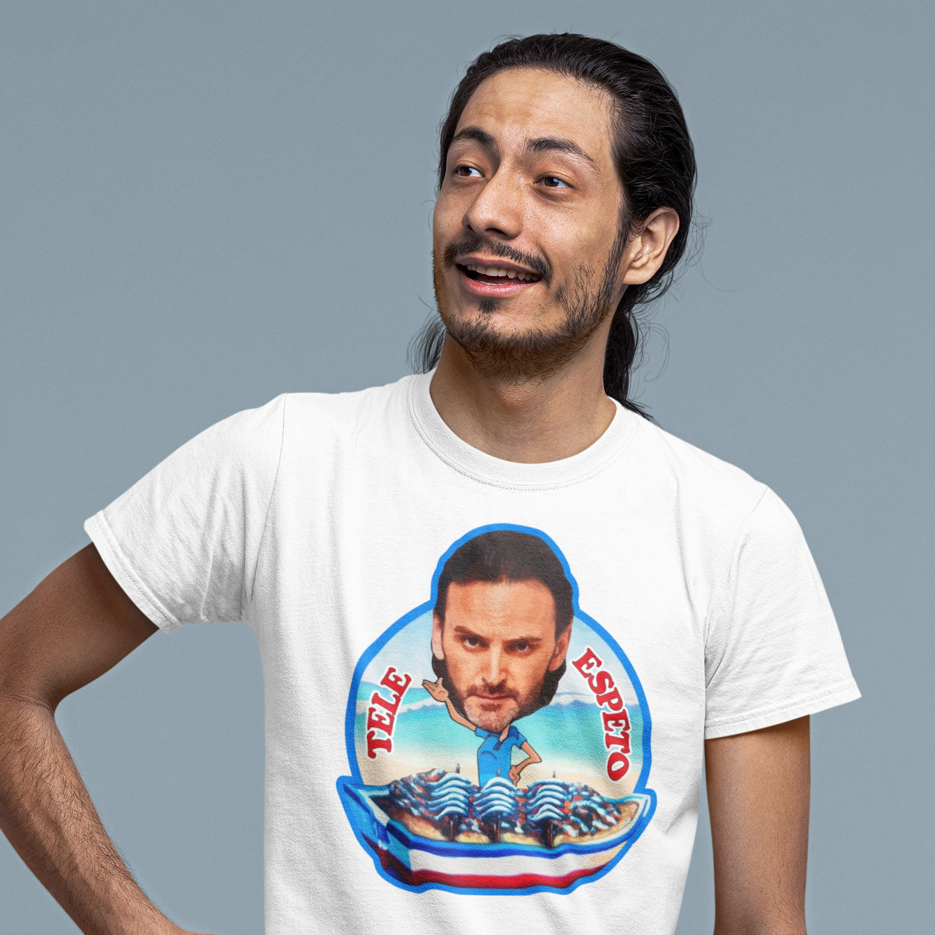 hombre con camiseta tele espeto fermin la que se avecina blanca