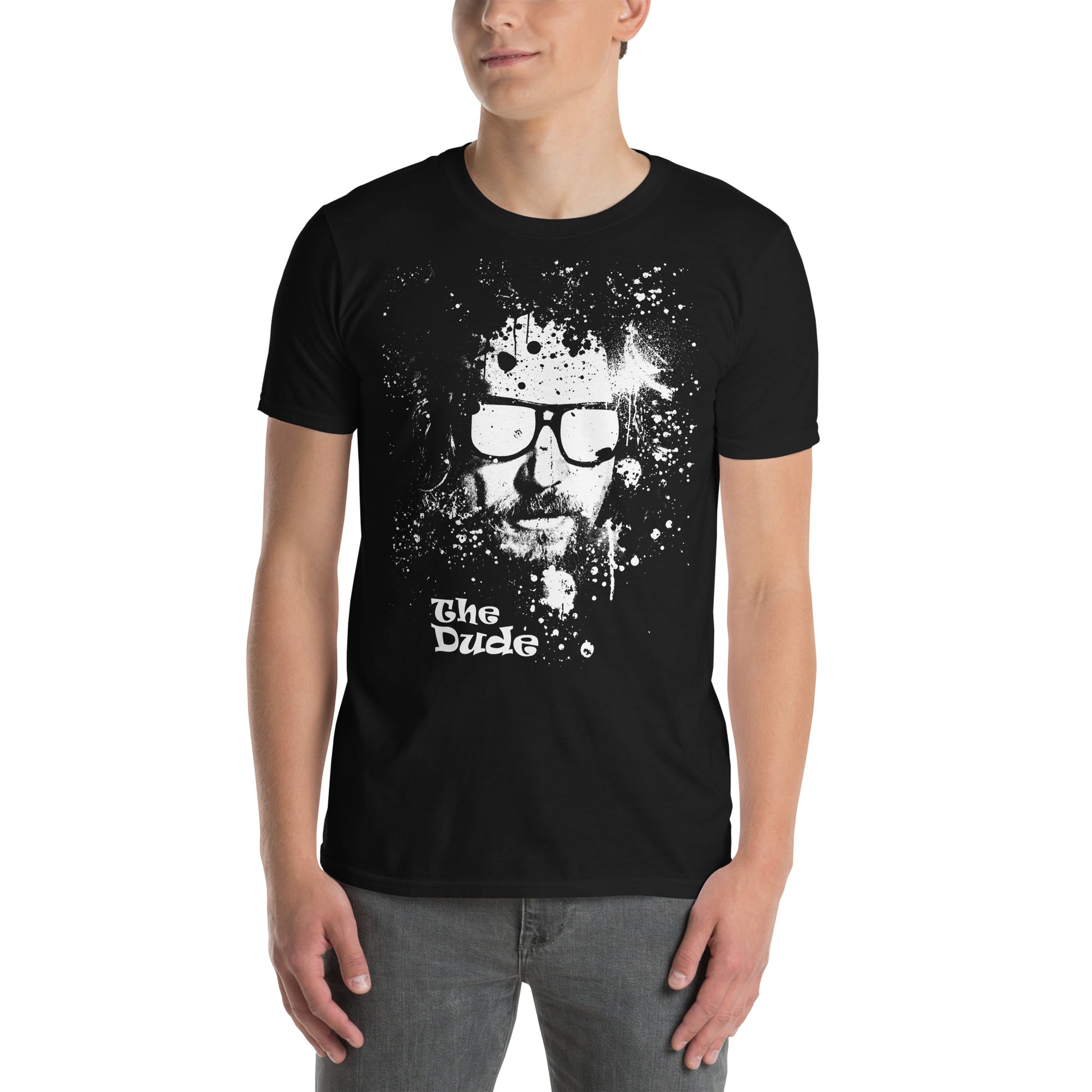 hombre con camiseta the dude el gran lebowski negra