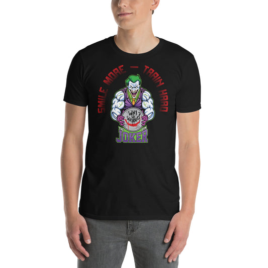 hombre con camiseta the joker gym gimnasio fitness en color negro