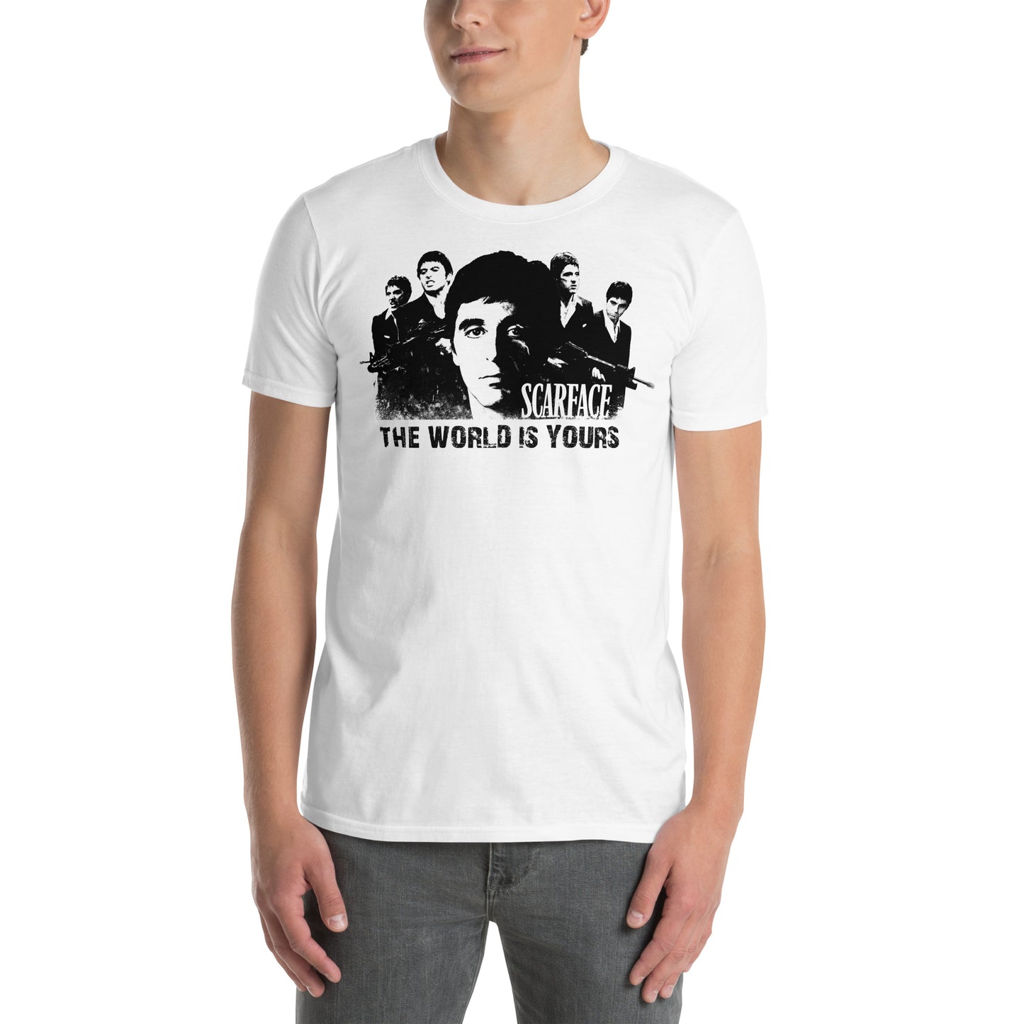 hombre con camiseta the world is yours scarface blanca