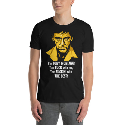 hombre con camiseta tony montana the best scarface negra
