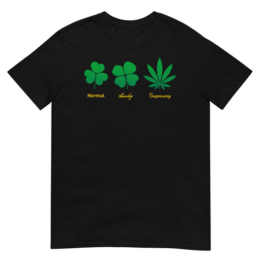 camiseta trebol suerte marihuana 420 negra