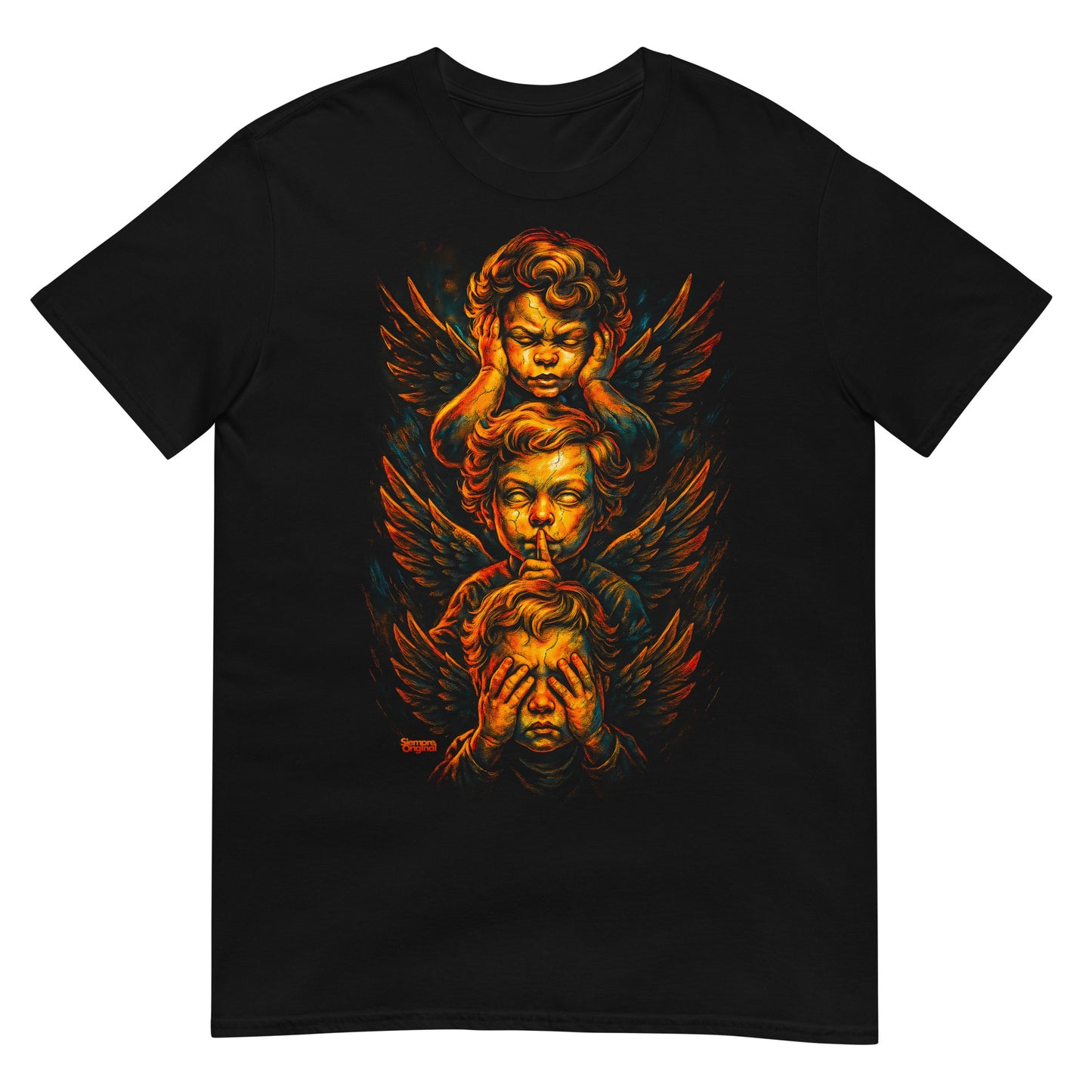 camiseta tres angelitos sabios en color negro
