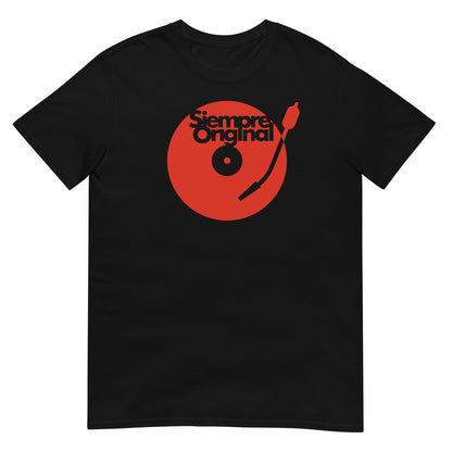 camiseta turntable plato dj disco vinilo siempre original en color negro