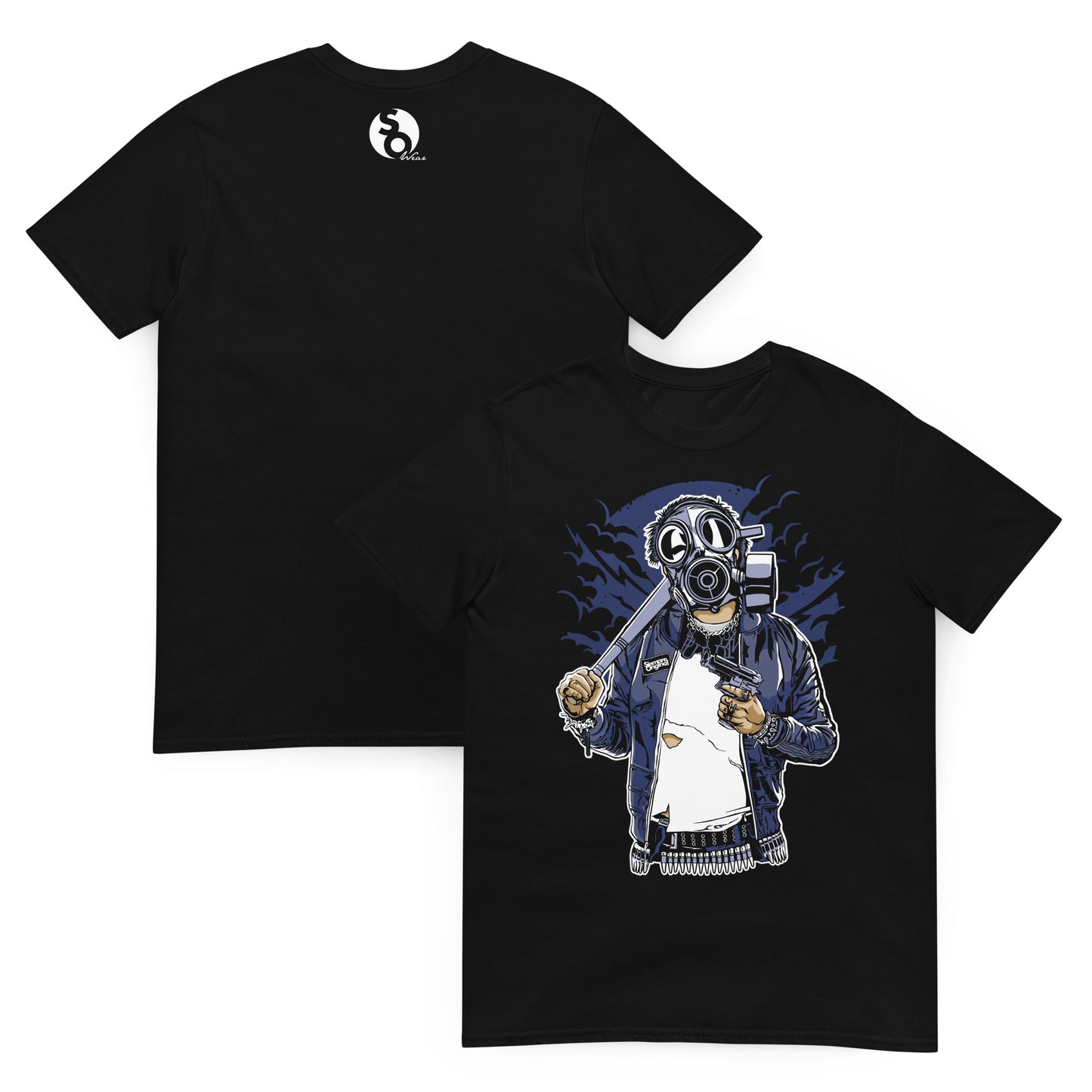 camiseta urban riot gangsta delante y detras negra