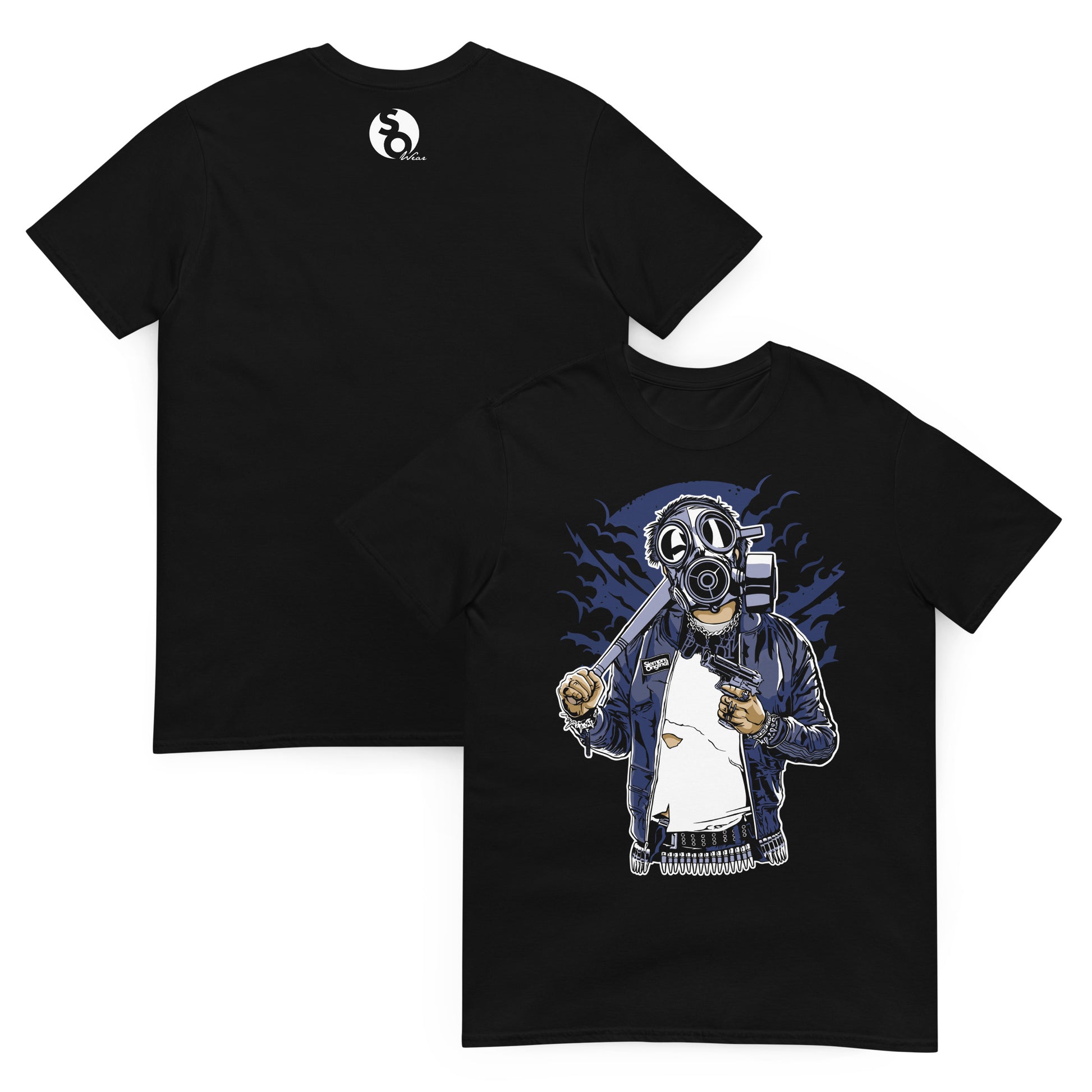 camiseta urban riot gangsta delante y detras negra