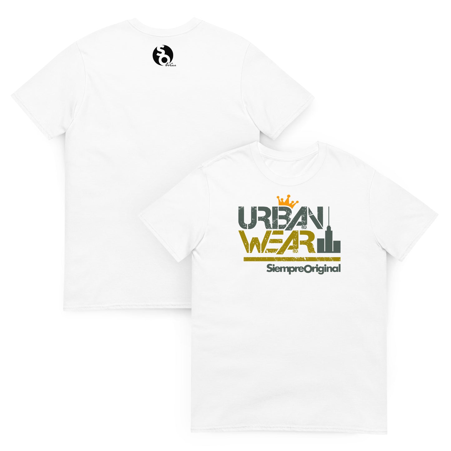 camiseta urban wear corona delante y detras blanca