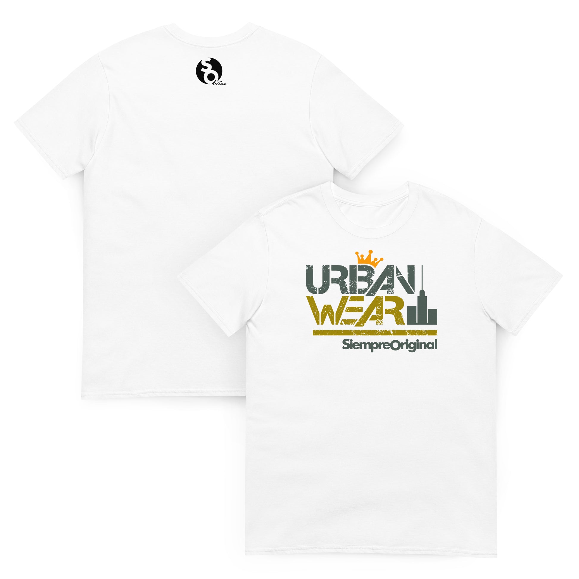 camiseta urban wear corona delante y detras blanca