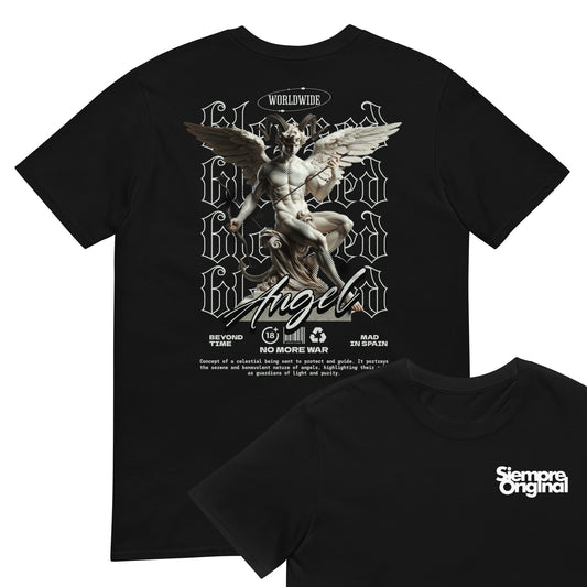 camiseta urbana angel siempre original logo pecho en color negro