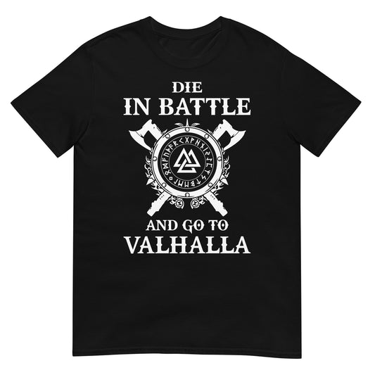 camiseta die in battle and go to valhalla vikingo negra