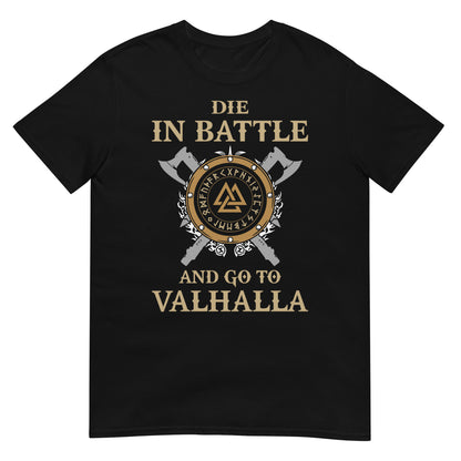 camiseta die in battle and go to valhalla vikingo negra
