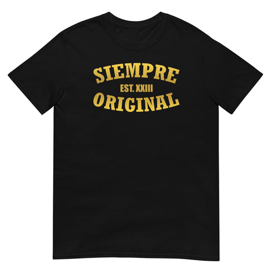 camiseta varsity retro siempre original negra