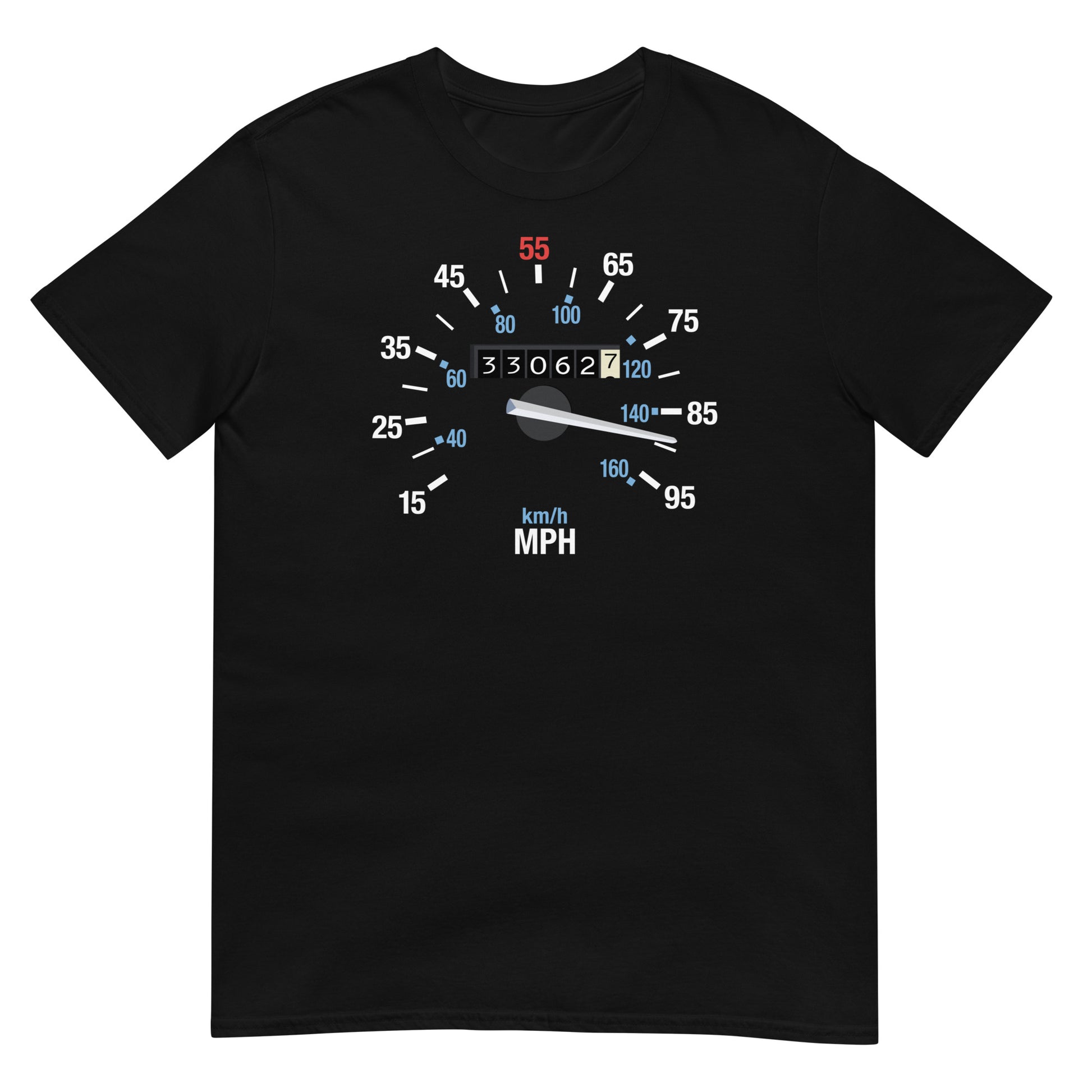 camiseta velocimetro delorean 88 mph regreso al futuro en color negro