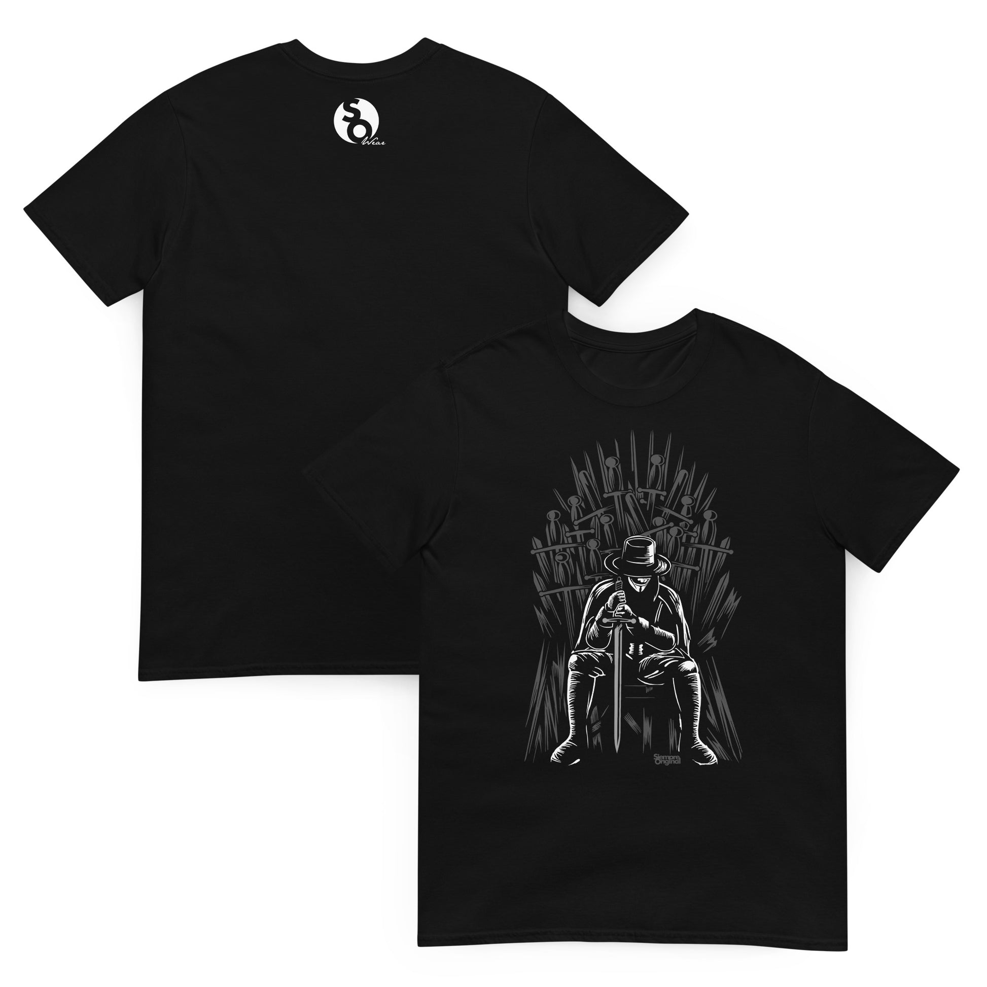camiseta v de vendetta juego de tronos delante y detras negra