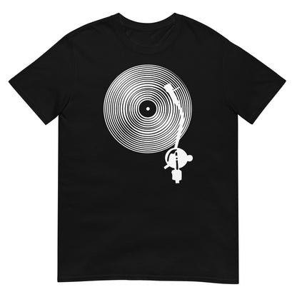 camiseta vinilo minimalista plato dj negra