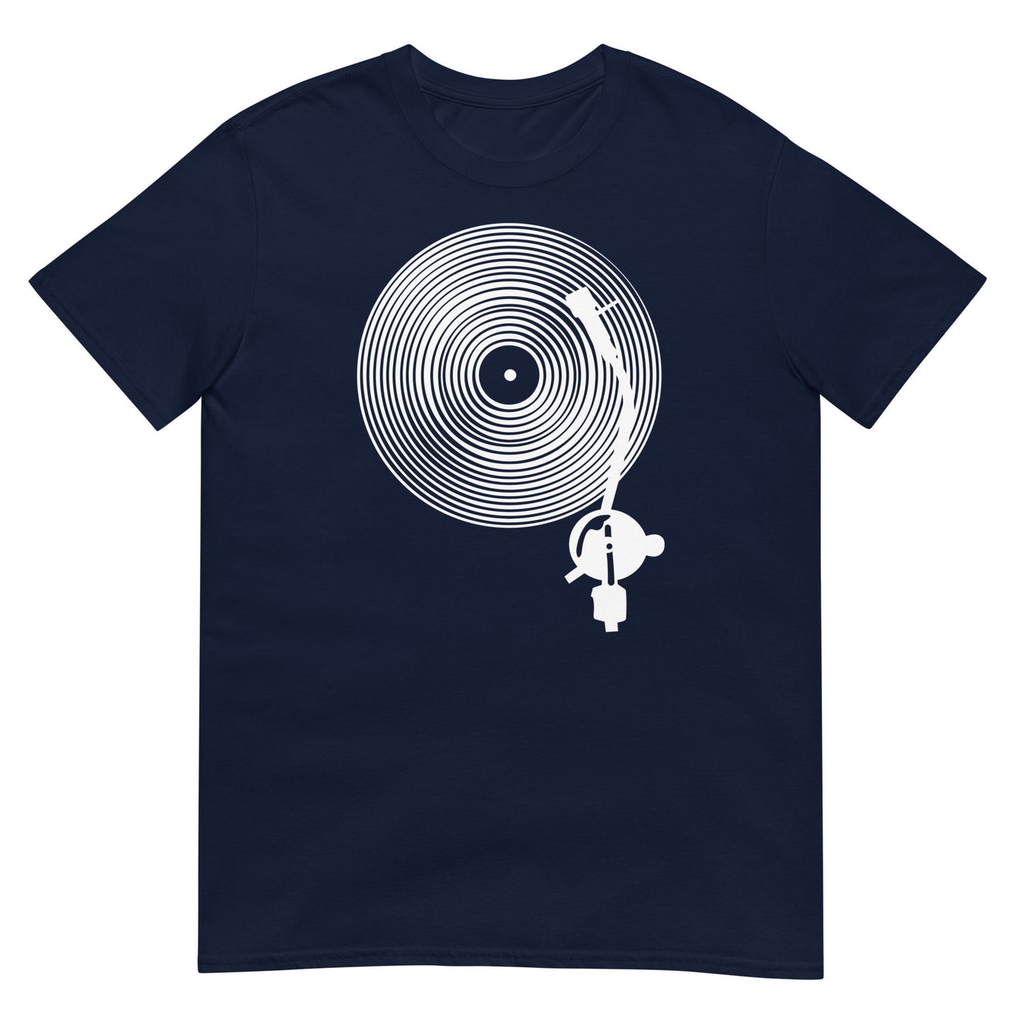 camiseta vinyl hypnosis plato dj turntable en color azul marino