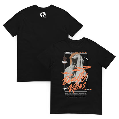 camiseta virgen maria arte clasico delante y detras negra