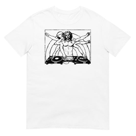 camiseta vitruvio dj musica electronica blanca