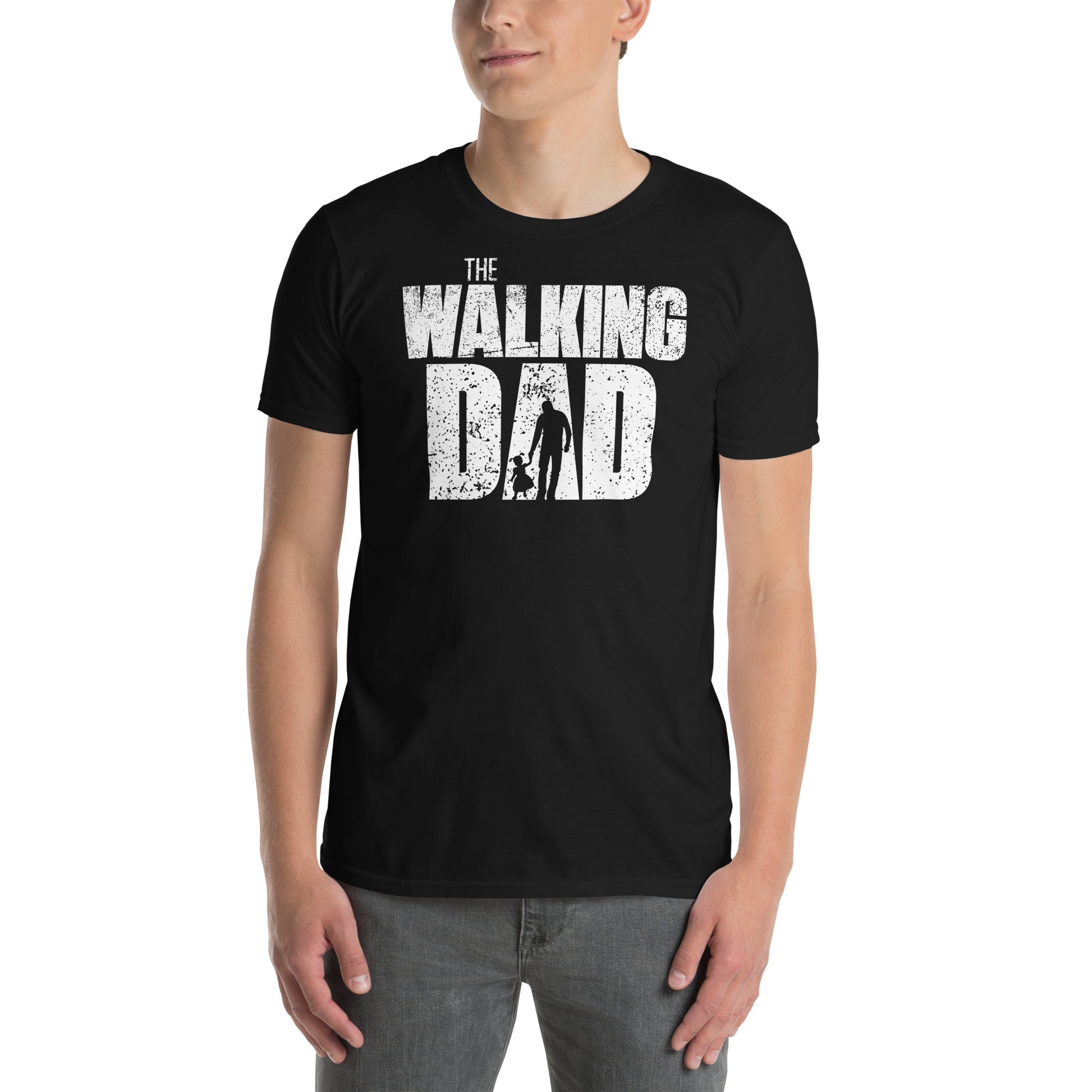 hombre con camiseta the walking dad padre e hija negra