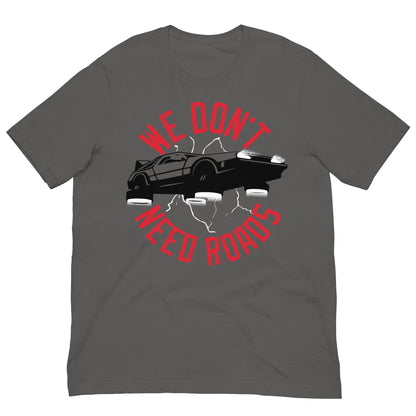 camiseta we dont need roads delorean gris