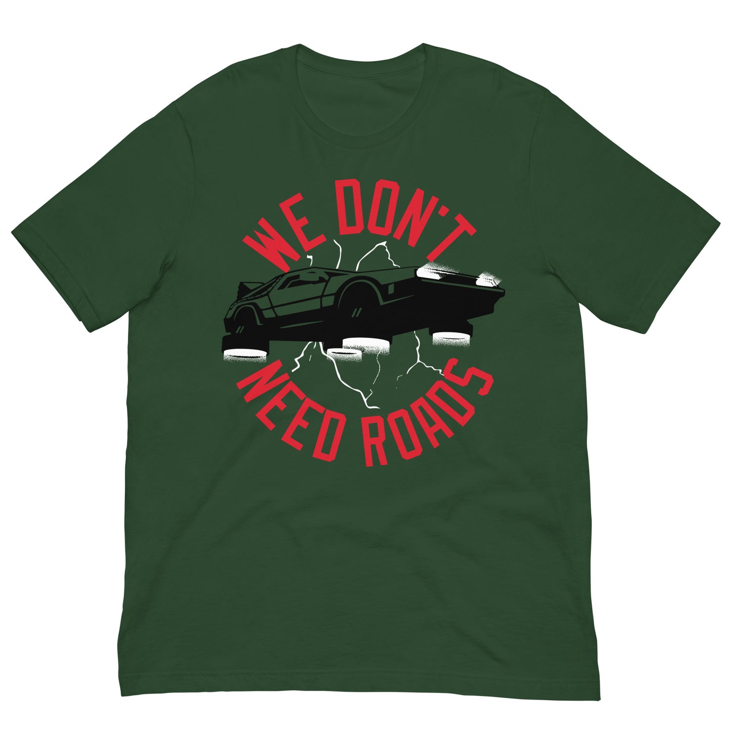 camiseta we dont need roads delorean verde botella