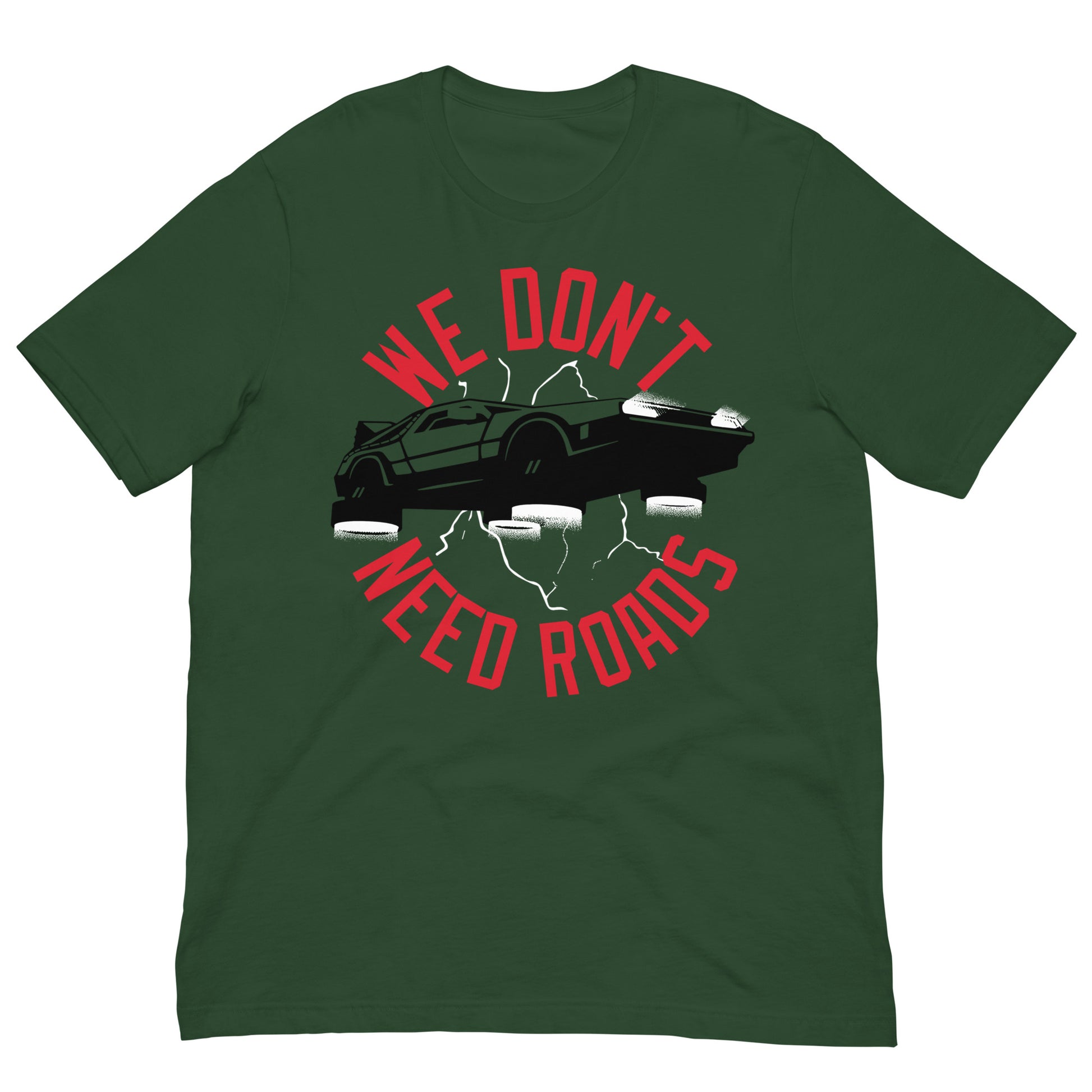 camiseta we dont need roads delorean verde botella