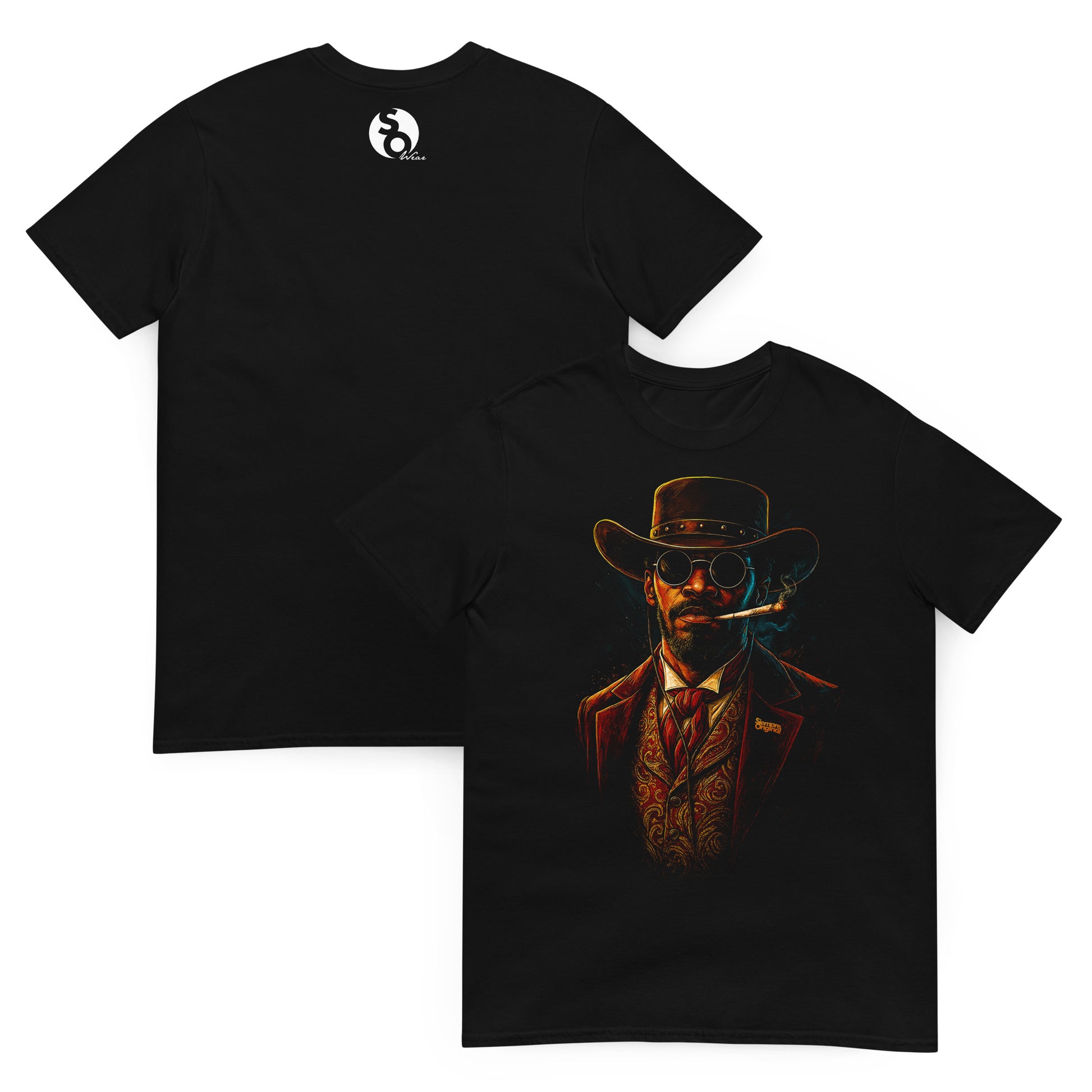 camiseta django desencadenado delante y detras negra