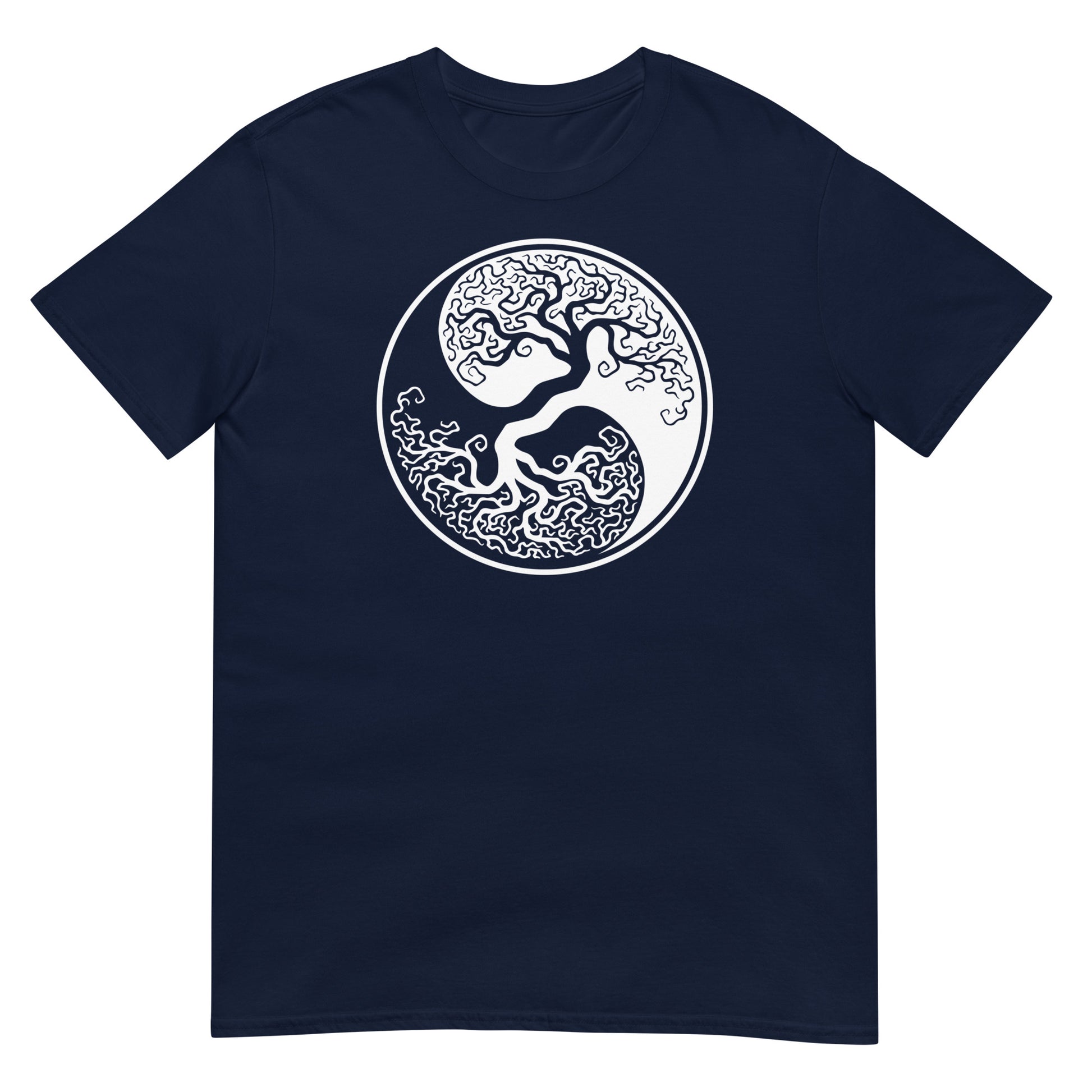 camiseta yggdrasil vikingo arbol de la vida azul marino