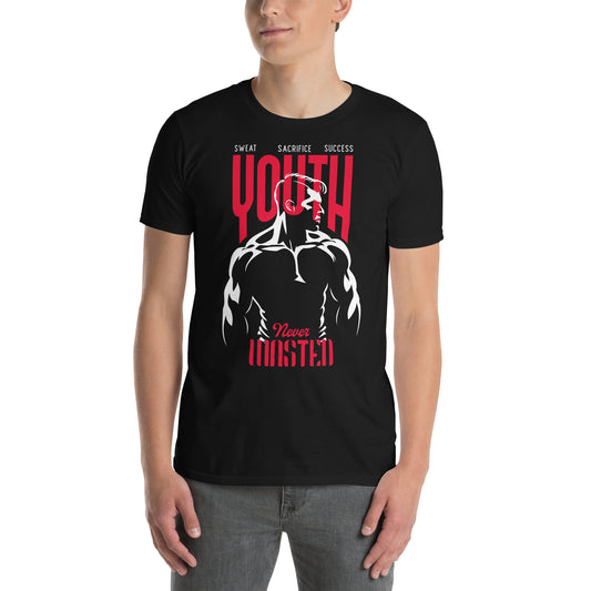hombre con camiseta youth never wasted gym gimnasio fitness en color negro