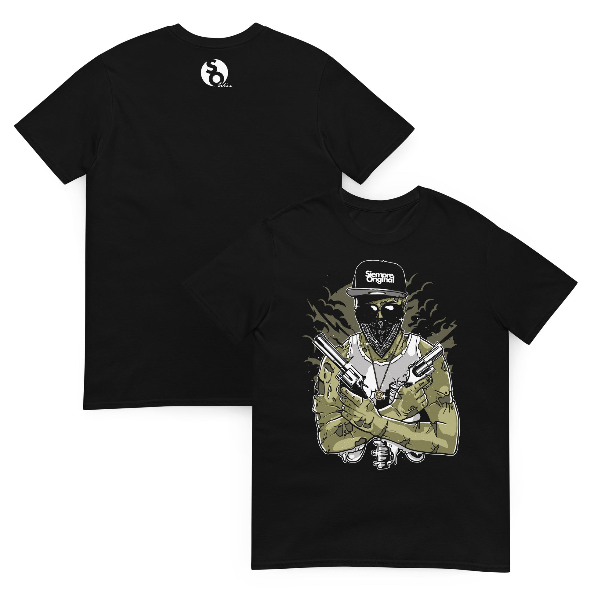 camiseta zombie gangster delante y detras negra