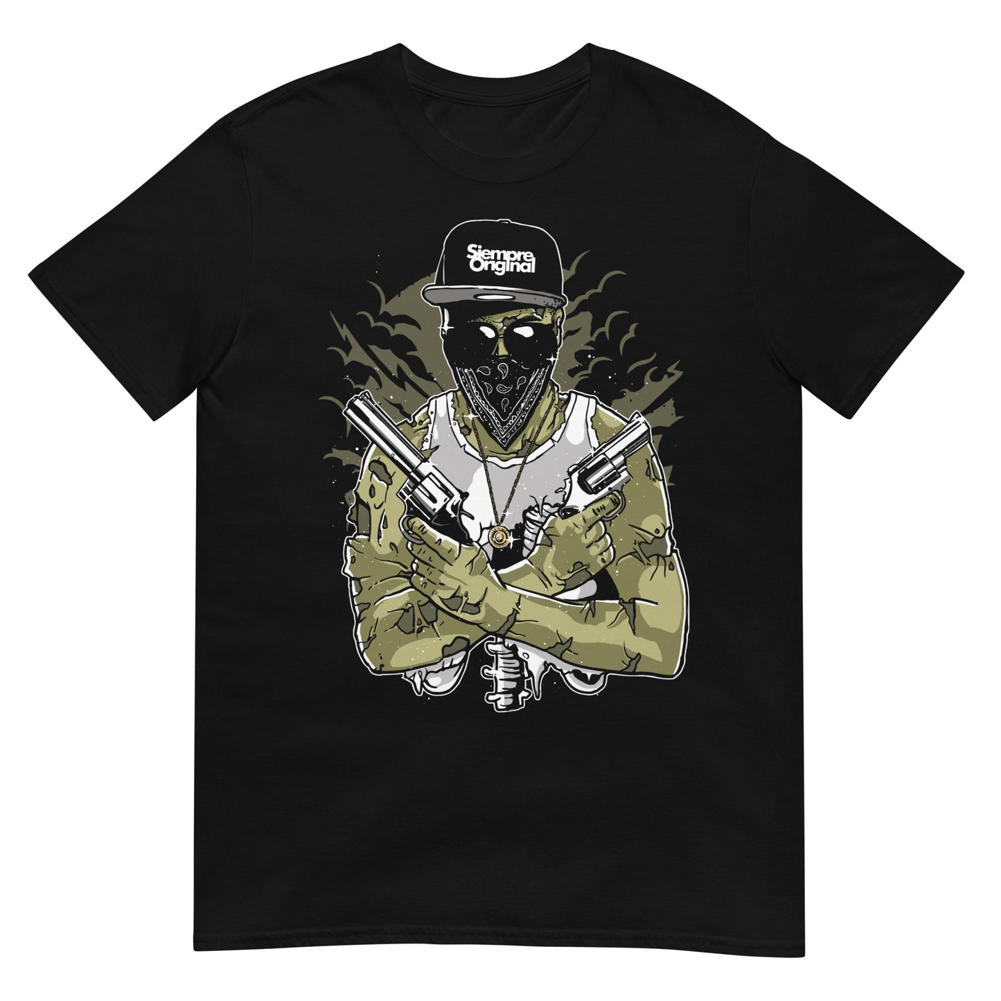 camiseta zombie gangster negra