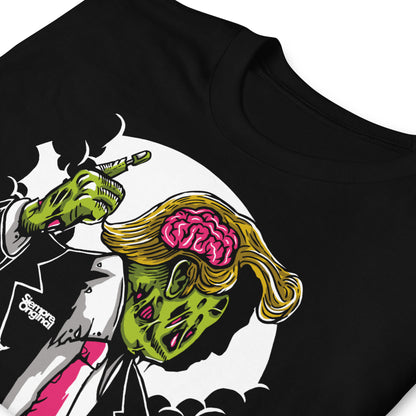 detalle de camiseta zombie donald trump negra