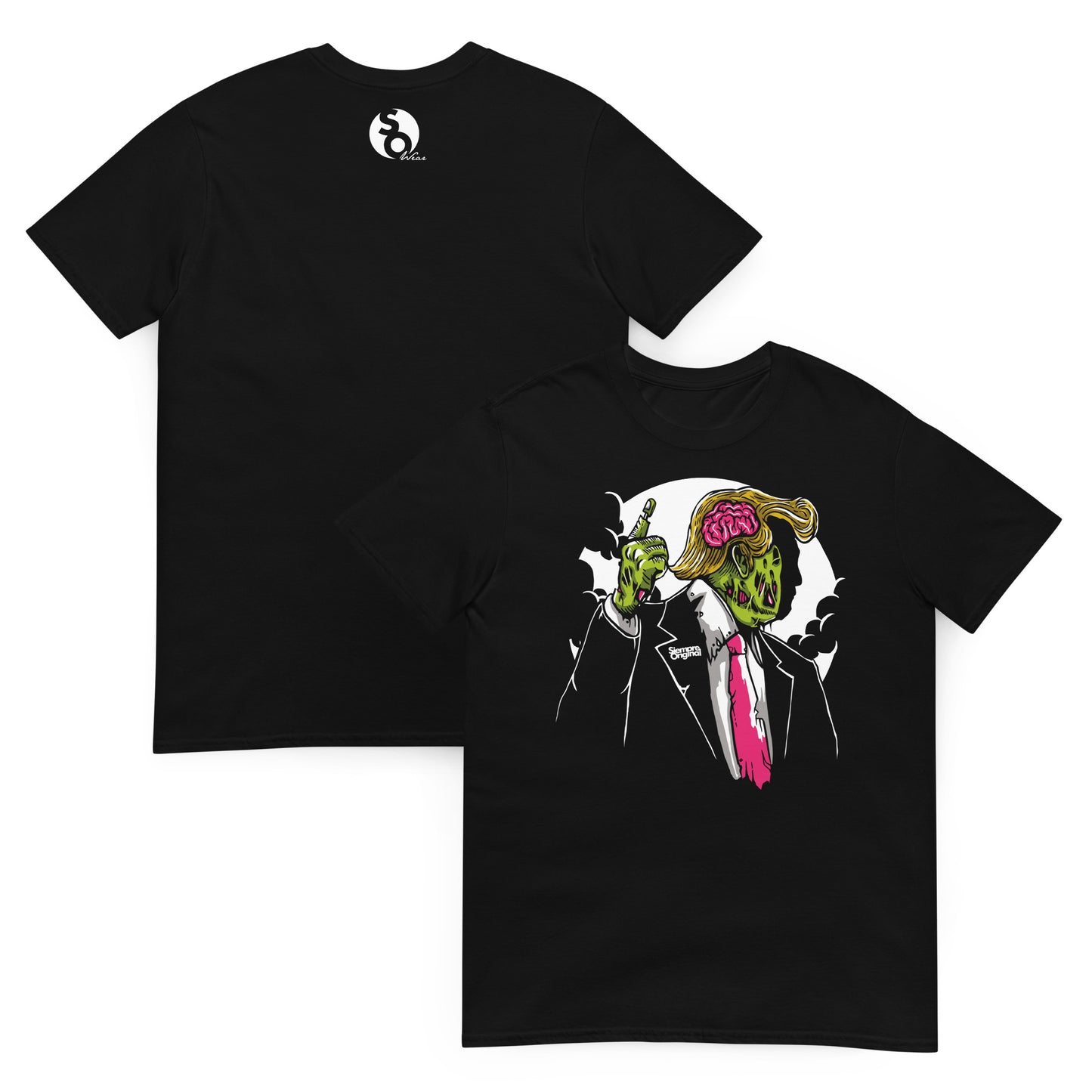 camiseta zombie donald trump delante y detras negra