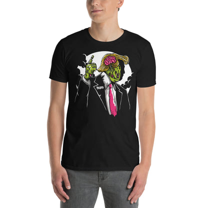 hombre con camiseta zombie donald trump negra