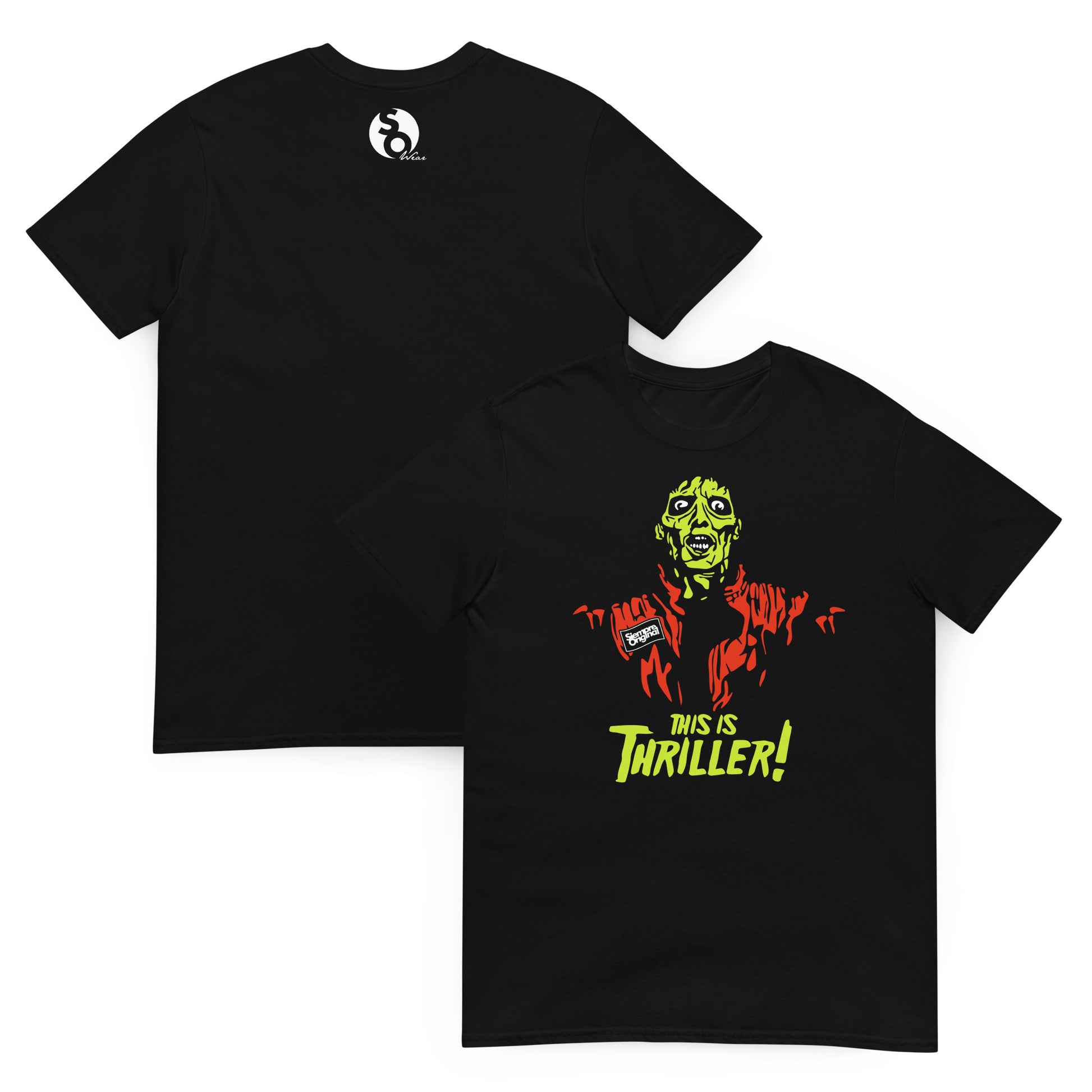 camiseta zombie thriller michael jackson delante y detras negra