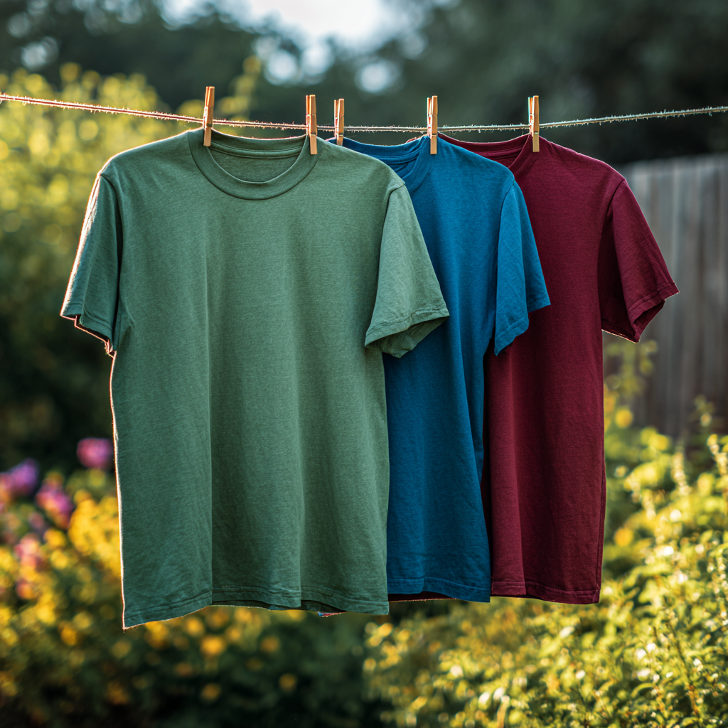 colored t-shirts hanging out to dry