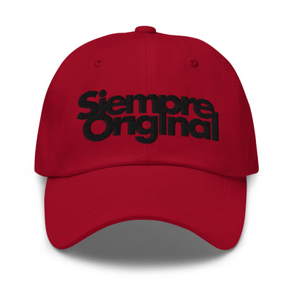 Gorra de Béisbol con logo Siempre Original bordado. Color Rojo Oscuro.