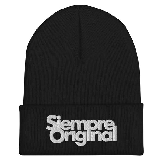 Gorro de Punto con logo Siempre Original bordado. Color Negro.