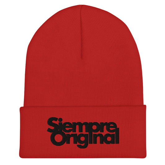 Gorro de Punto con logo Siempre Original bordado. Color Rojo.