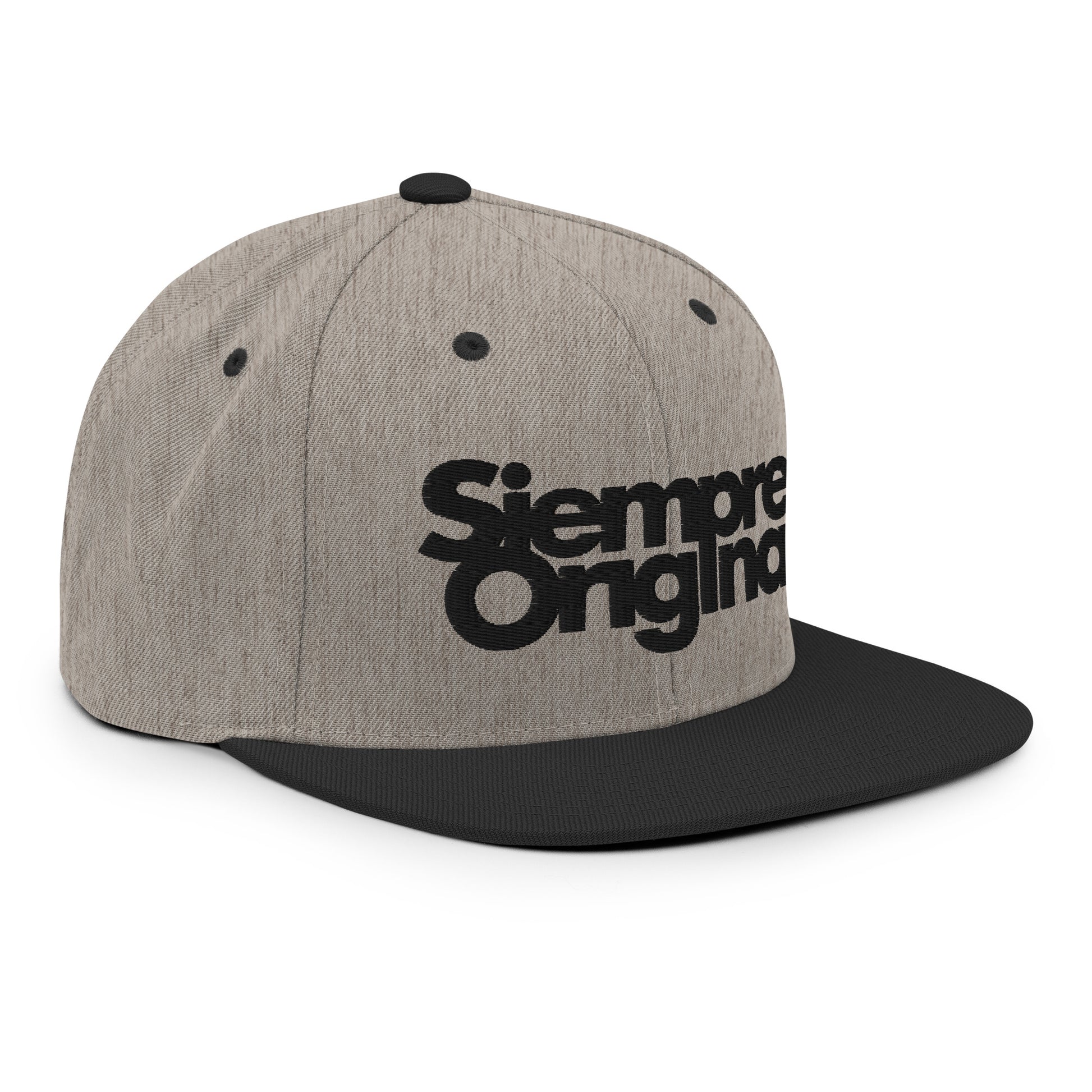 gorra snapback siempre original lateral gris jaspeado negra