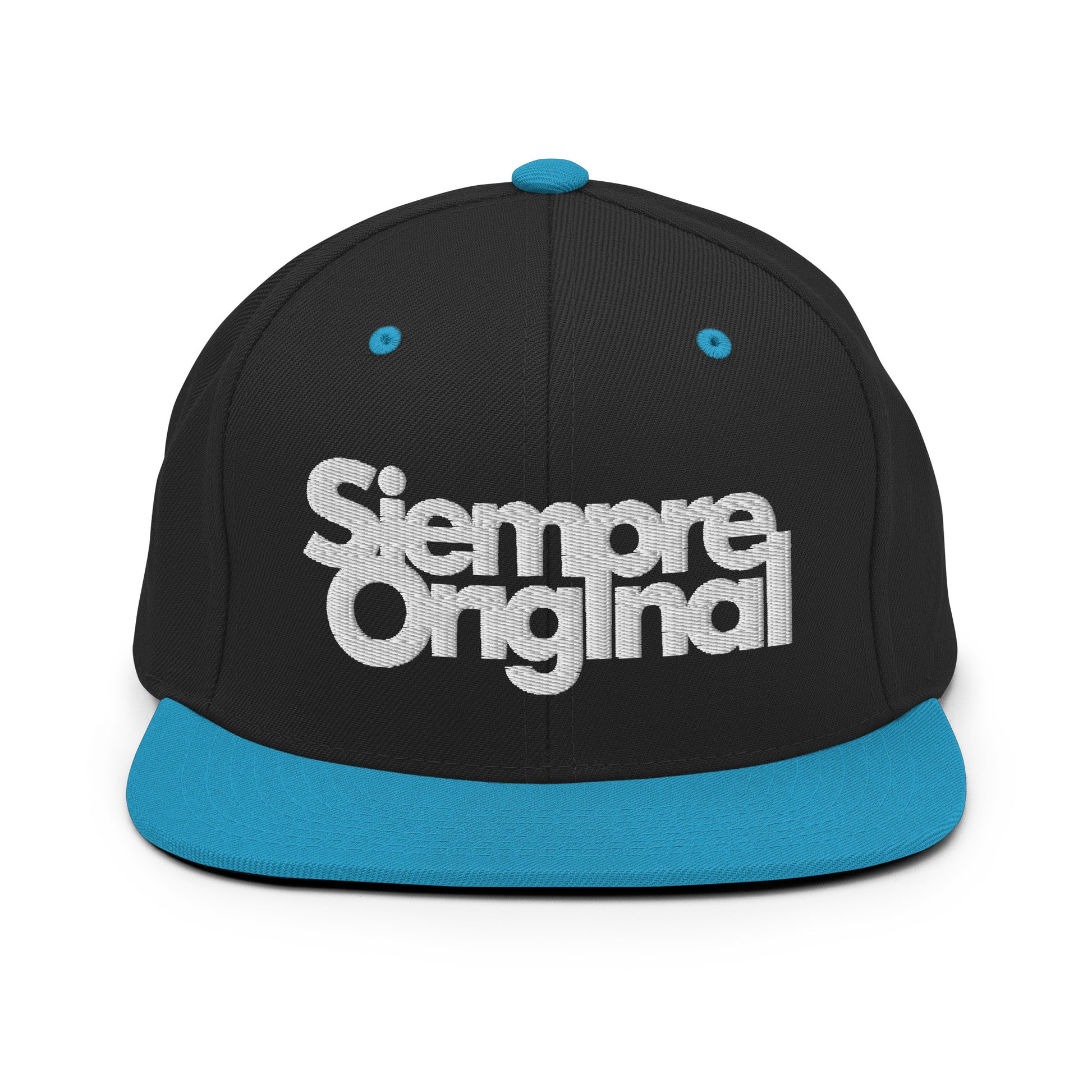 gorra snapback con logo siempre original negra y azul
