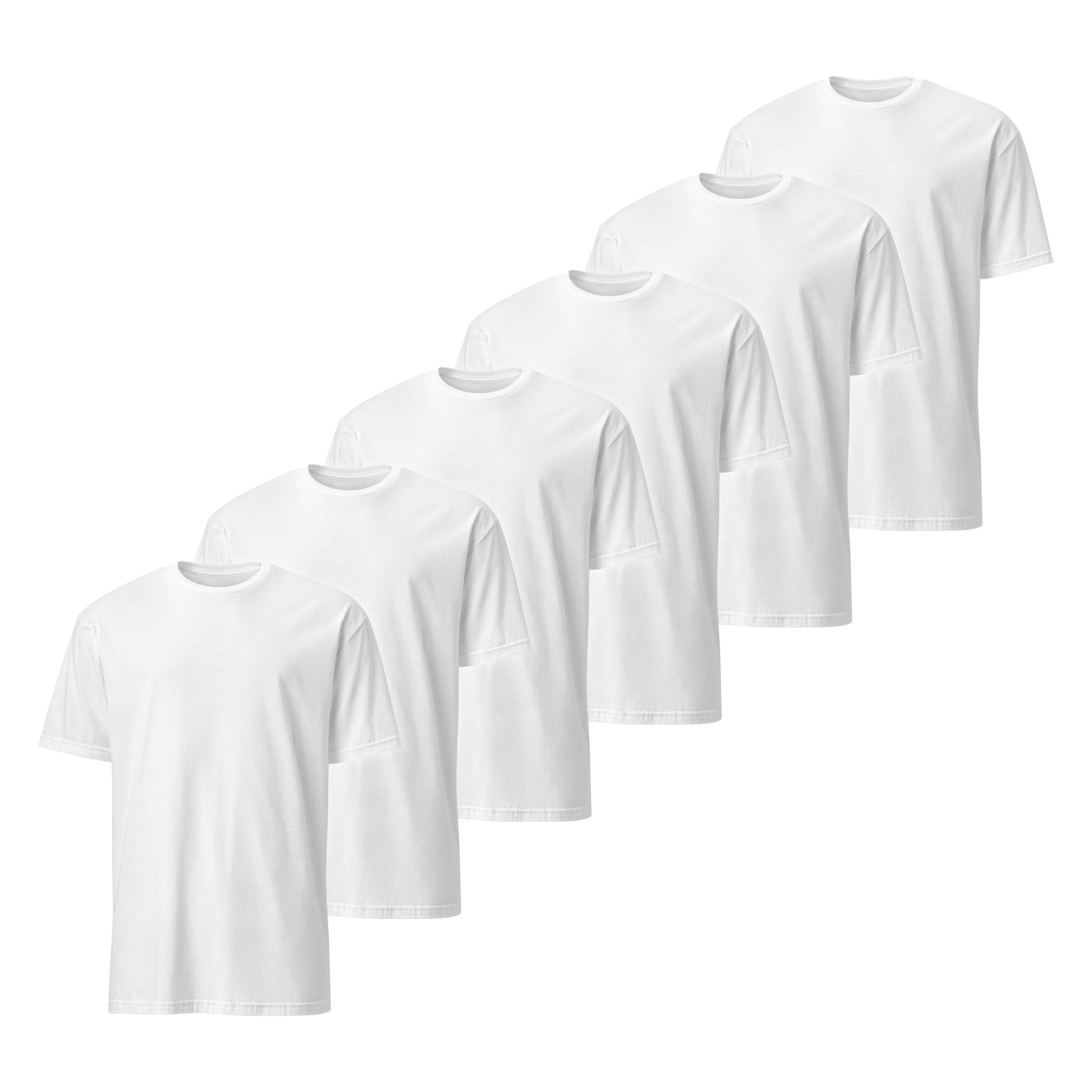 pack de 6 camisetas basicas de algodon en color blanco