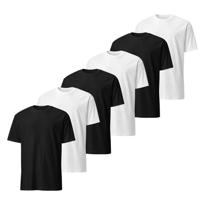 pack de 6 camisetas basicas de algodon en color blanco y negro