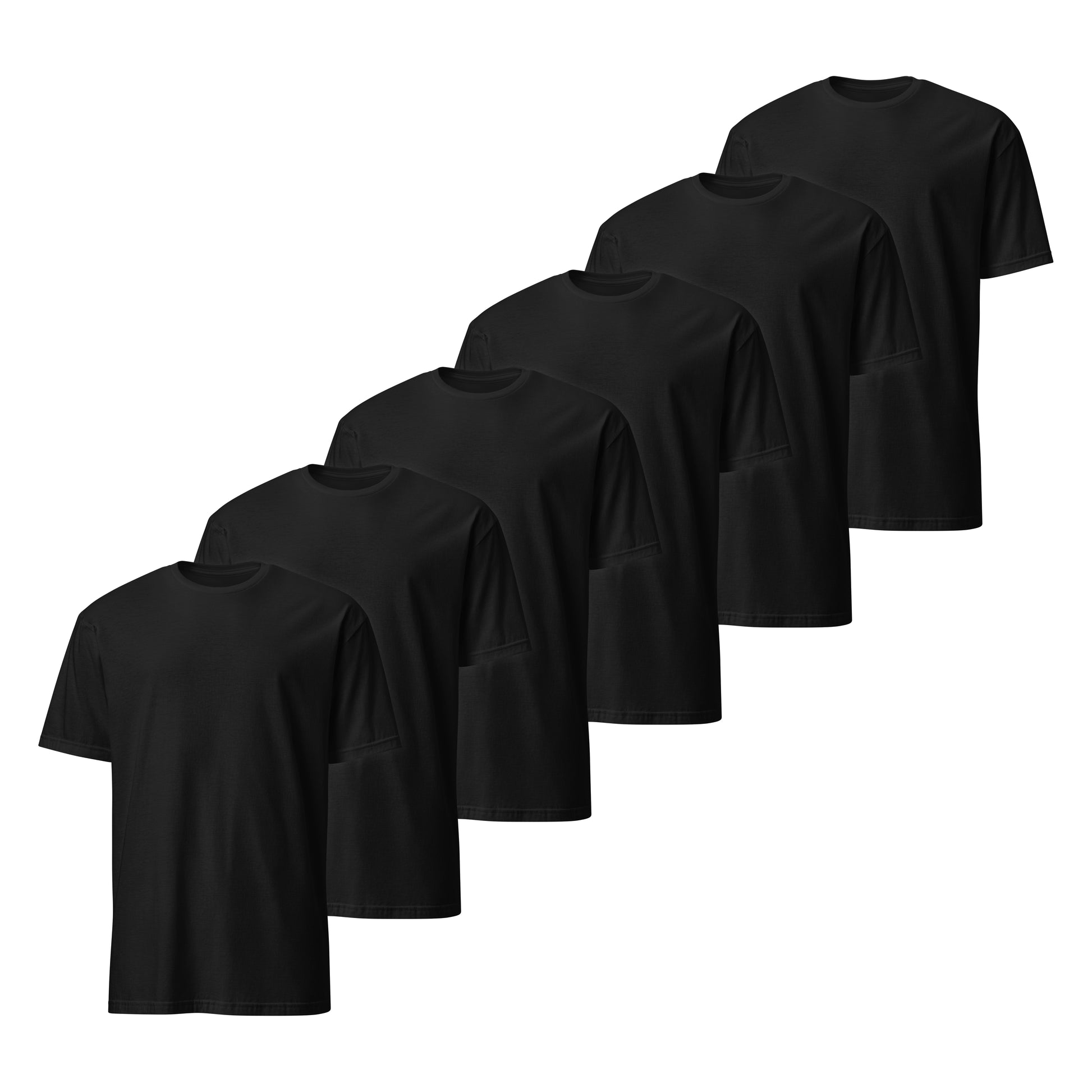 pack de 6 camisetas basicas de algodon en color negro