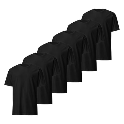 pack de 6 camisetas basicas de algodon en color negro